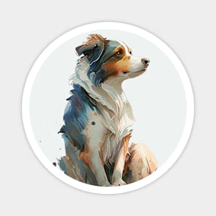 Watercolor sitting shepherd dog scene Magnet